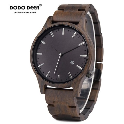 DODO reloj de madera con ciervo, reloj de hombre con indicador de fecha, cronógrafo de madera, relojes de cuarzo militares, caja de regalo de papel, envío directo B09 ► Foto 1/6