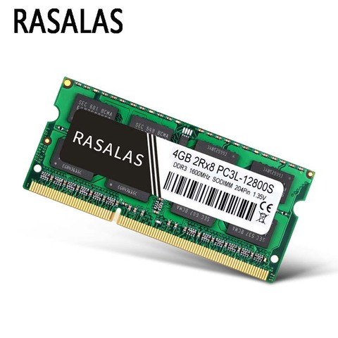 Rasalas-memoria RAM DDR3 DDR4 para portátil, 4GB, 8GB, 16GB, PC3-10600S, 12800S, 21300S, 1333Mhz, SO-DIMM, 1,5V, 204 Pines, Sodimm, NO-ECC ► Foto 1/6