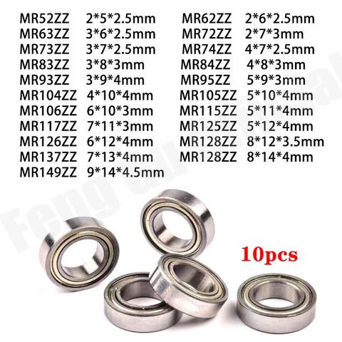 MR Series-Rodamientos de bolas Blindados de Metal, 10 Uds., a MR149ZZ MR52ZZ, modelo miniatura cojinete ► Foto 1/6