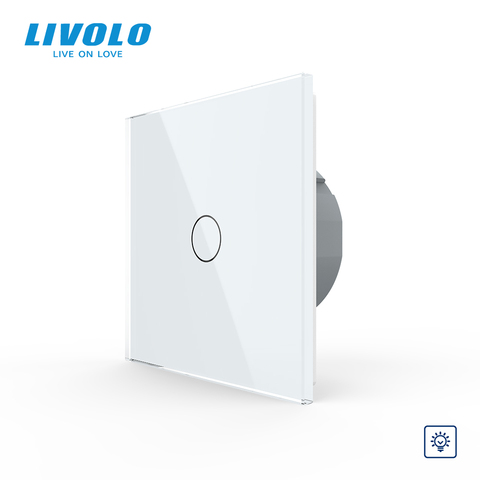 Livolo estándar de la UE Dimmer interruptor de pared AC 220 ~ 250 V Cristal de vidrio de Panel 1 pandilla 1 manera pálida VL-C701D-1/2/3/5 ► Foto 1/5