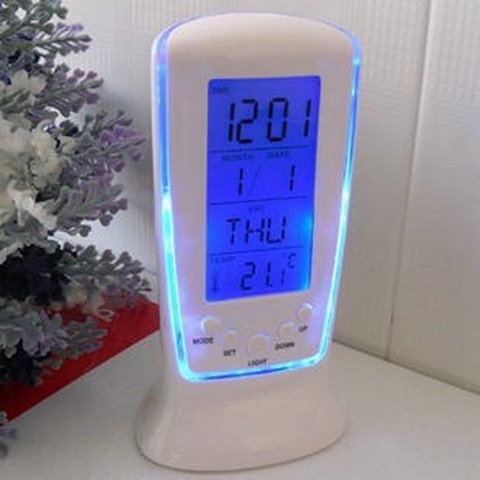 Calendario Digital de temperatura de alarma Digital LED reloj con luz de fondo azul Calendario Electrónico Led termómetro reloj con el tiempo ► Foto 1/6