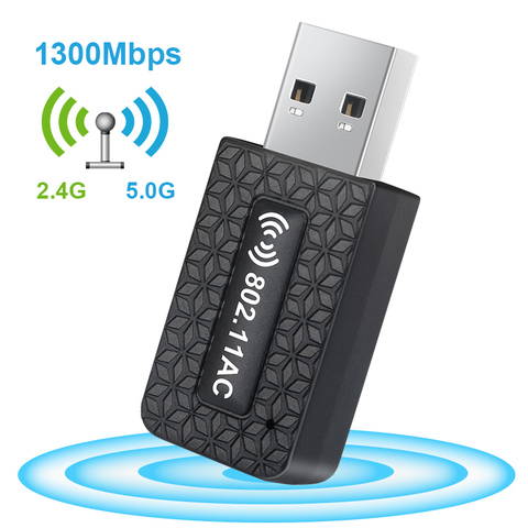 5 adaptador de WiFi Ghz USB 3,0 de largo alcance WiFi antena Ethernet adaptador Wi-Fi Dongle para PC portátil 1300M Wi-Fi receptor tarjeta de red ► Foto 1/6