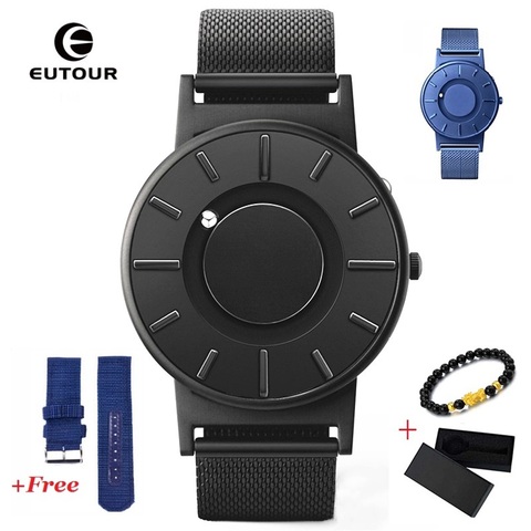 EUTOUR-Reloj de pulsera magnético para hombre, resistente al agua, de acero inoxidable, de cuarzo ► Foto 1/6