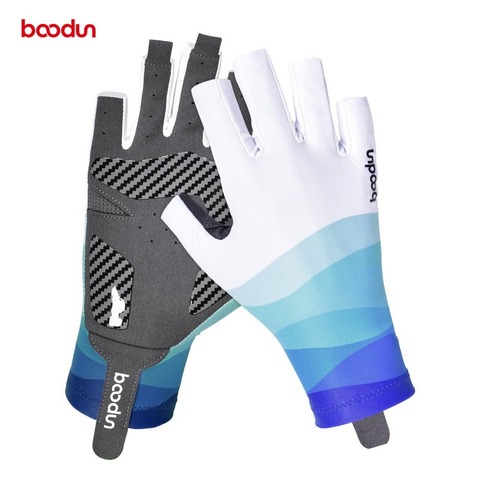 BOODUN-guantes de pesca de medio dedo para hombre y mujer, tela transpirable antideslizante de silicona, señuelo para pesca, vela, guante deportivo ► Foto 1/6