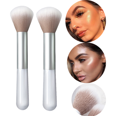 1 Uds portátil Maquillaje facial maquillaje pinceles artificial blanco fibra pelo brocha para resaltar brocha para polvos y colorete maquillaje de belleza herramienta ► Foto 1/6