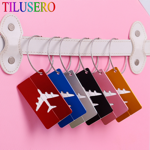 Etiqueta de equipaje creativo en forma de avión, accesorios de viaje redondos, etiquetas de nombres de equipaje de aleación de aluminio ► Foto 1/6