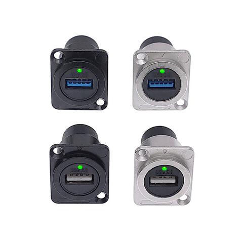 Conector USB con luz LED, conector USB 2,0, USB 3,0, tipo D, conector hembra a hembra, conector USB de montaje en panel ► Foto 1/6