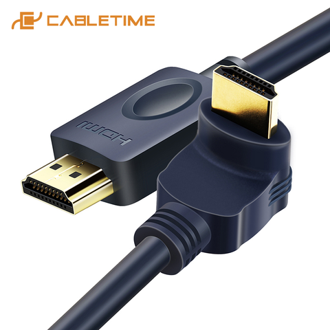 CABLETIME-Cable HDMI a HDMI, ángulo de 90/270 grados, 2K x 4K, 2,0, 3D Pro, CL3 actualizado, para TV, PS3, PS4, proyector, ordenador, C122 ► Foto 1/6