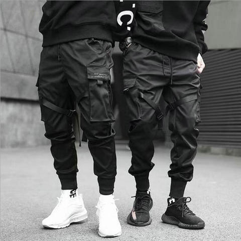 Pantalones bombachos con cintas para hombre, ropa de calle estilo Hip Hop, Casual, con bolsillos, de algodón, moda Harajuku, 2022 ► Foto 1/3