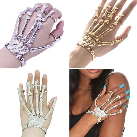 Brazalete gótico Punk para mujer, pulsera de mano con esqueleto, Calavera, hueso, dedo, ropa de calle, regalo accesorio de joyería ► Foto 1/6