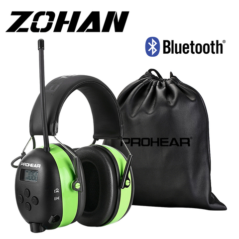 ZOHAN-auriculares de protección auditiva con Bluetooth y Radio FM/AM, orejeras de reducción de ruido de seguridad, batería recargable de 2000mAh, 25dB NRR ► Foto 1/6