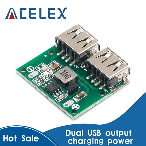 9V 9V 12V 24V a 5V DC-DC paso cargador módulo de potencia Dual USB salida de voltaje Buck placa 3A coche regulador de carga 6-26V ► Foto 1/6