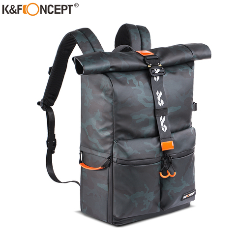 Mochila de cámara K & F Concept, bolsa de fotografía impermeable para lente de cámara DSLR, bolsa de portátil de 15,6 