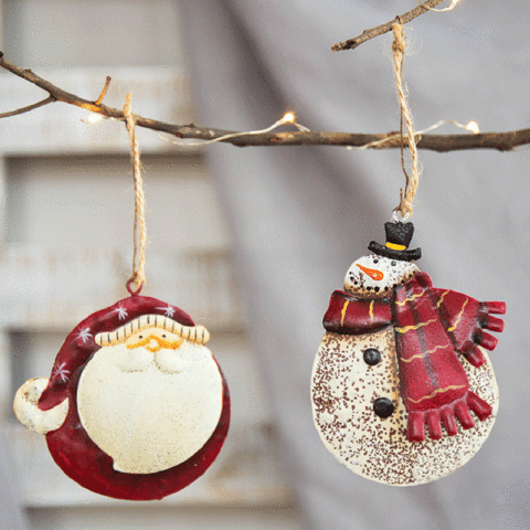 Adornos de Ángel de Papá Noel y muñeco de nieve, colgantes para colgar, artesanía de hierro, decoración de Navidad ► Foto 1/6