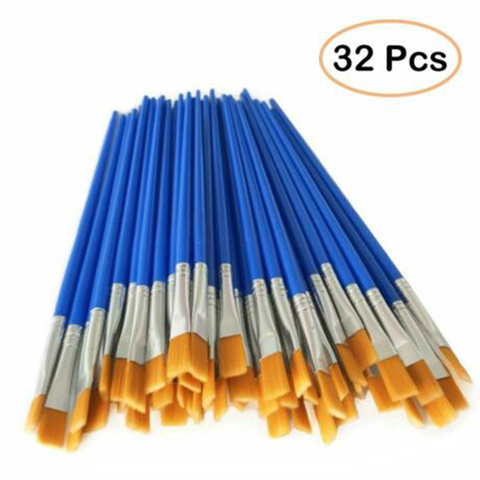 32 unids/set 17cm Durable plana pinceles acrílico aceite de pintura de acuarela de pelo de Nylon conjunto de pinceles de pintura arte suministros ► Foto 1/3