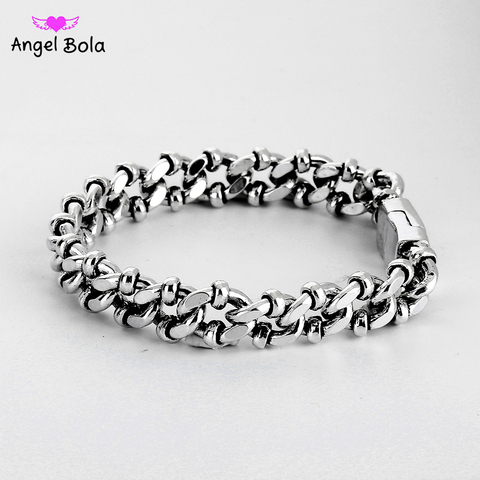 Pulsera de motorista de moda para hombre, brazalete de plata antigua de Color, Punk, Calavera, Buda, pulsera de enlace para motocicleta, B1207-7 ► Foto 1/6