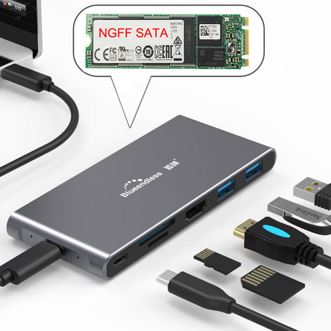 Divisor USB tipo C 3,1, HUB DE 3 puertos USB C a Multi USB 3,0, adaptador HDMI para MacBook Pro, accesorios, funda SSD, carcasa de HDD NGFF ► Foto 1/6