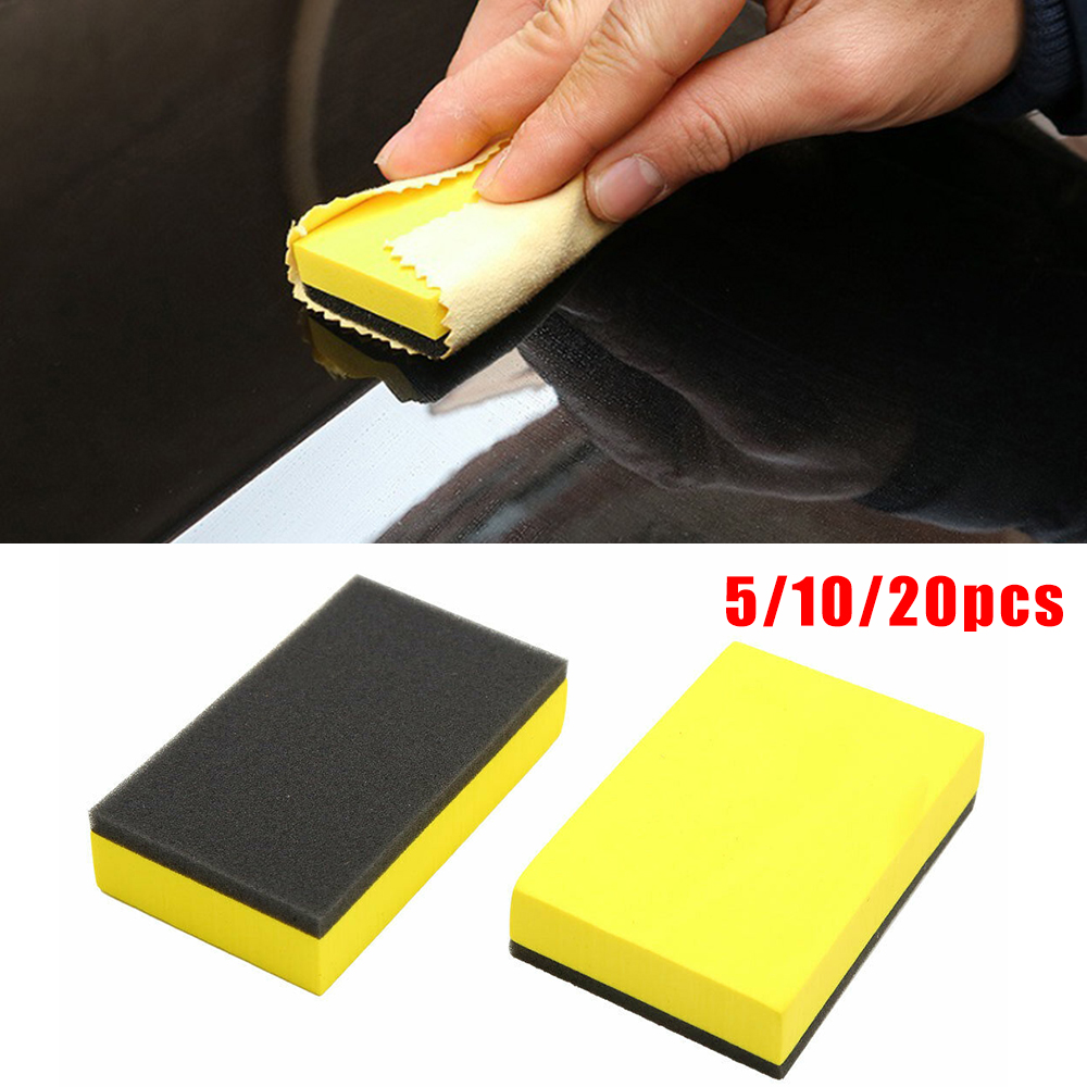 Esponja de EVA para recubrimiento de cerámica de coche, almohadillas aplicadoras de capa de cera Nano de vidrio, color amarillo, 7,5x5x1,5 cm, accesorios para automóviles, 5/10/20 piezas ► Foto 1/6