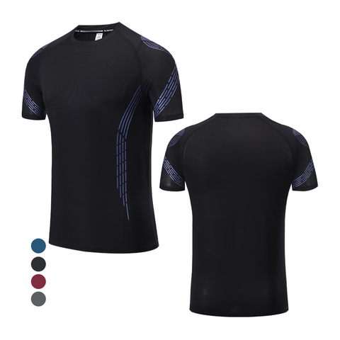 Camiseta de manga corta para hombre, camisa con estampado de entrenamiento para correr, culturismo, entrenamiento, camisetas reflectantes deportivas de alta calidad ► Foto 1/6