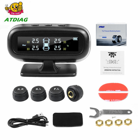 Sistema de control Solar TPMS con alarma de presión de neumático de coche, Sensor de llanta externo interno de 4 ruedas, alerta de Temperatura, Envío Gratis ► Foto 1/6