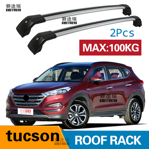 SHITURUI 2 uds barras de techo para Hyundai Tucson SUV 2015-2022 de aleación de aluminio de barras laterales Baca de barras cruzadas equipaje ► Foto 1/6