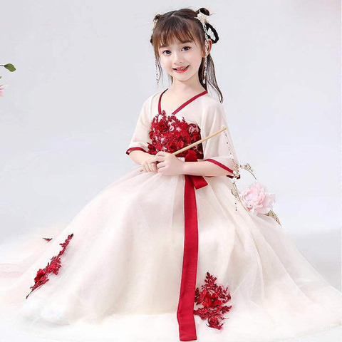 Los niños Top + falda + Hanfu Oriental chino estilo Retro Cosplay Hanfu niños Tang traje de princesa chino tradicional vestido de niña ► Foto 1/6