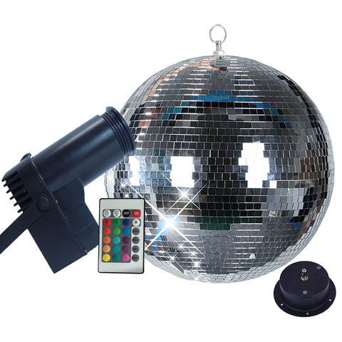 Thrisdar giratoria Bola de espejo para discoteca fiesta luz 10W RGB haz Pinspot luz de la etapa con control remoto de vacaciones de Navidad de KTV BOLA DE ESPEJO ► Foto 1/6