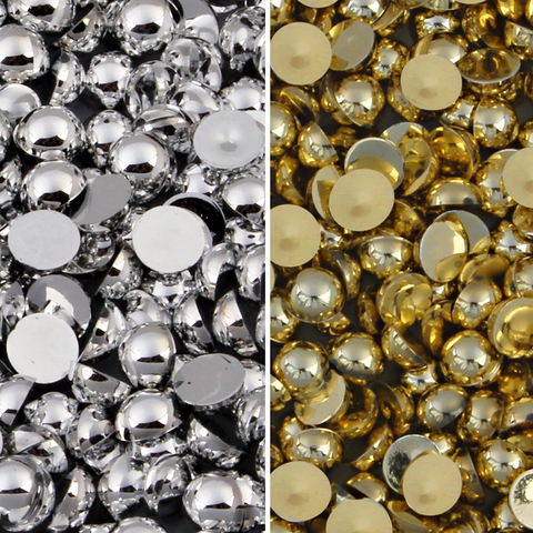 Colores de la mezcla tamaños oro plateado redondo perla de flatback, 2mm 3mm 4mm 5 6 8mm ABS moda decoración joyería para Manicura DIY teléfono ► Foto 1/4