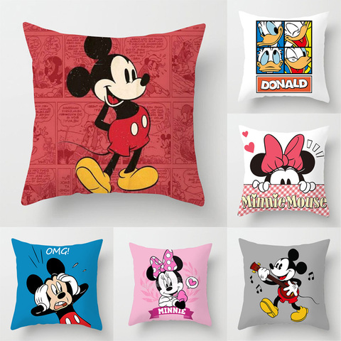 Funda de cojín de Mickey Mouse, 45x45cm, Disney, textiles para el hogar, adornos navideños para el hogar ► Foto 1/6