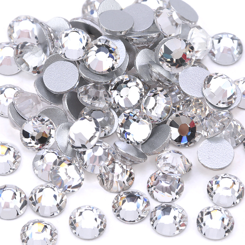 Diamantes de imitación para decoración de uñas 3D, SS3-SS40 de cristal transparente de alta calidad, gemas brillantes plateadas con parte trasera plana ► Foto 1/6