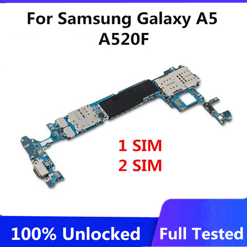 Placa base desbloqueada de fábrica para Samsung Galaxy A5, A520F, Original, lógica, con chips completos, 1/2 SIM ► Foto 1/5