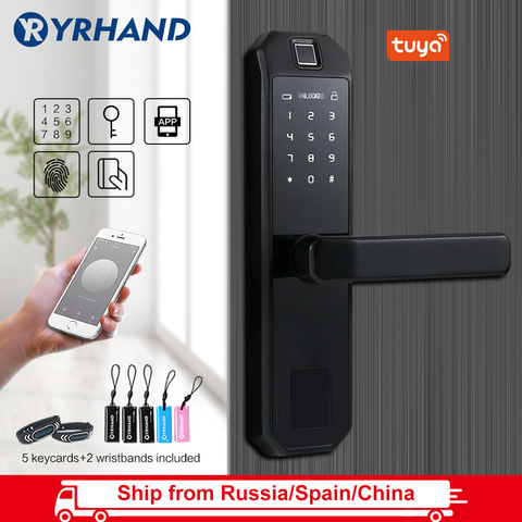 Cerradura biométrica inteligente para puerta, dispositivo de seguridad con WiFi, con huella dactilar ► Foto 1/1