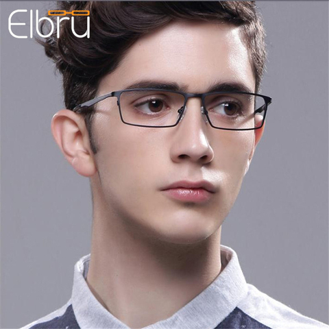 Elbru-gafas de lectura con marco de Metal para hombre, lentes de lectura con marco de Metal con luz azul, para negocios, presbicia con aumento + 1.0to + 4,0 ► Foto 1/6