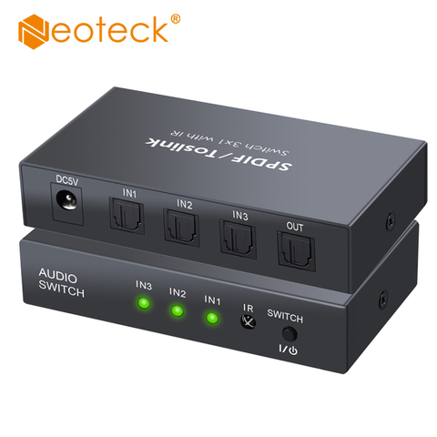 Neoteck, 3x1, conmutador de Audio óptico Digital SPDIF Toslink, caja de interruptor con Control remoto IR, interruptor de Audio SPDIF/Toslink para DVD ► Foto 1/6