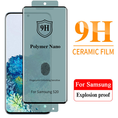 Cubierta de pegamento completo de vidrio templado de cerámica suave para Samsung Galaxy S20 Ultra S20 S10 S9 S8 Note 10 Plus Note 9 8 Protector de pantalla ► Foto 1/6