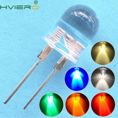 50 Uds 10mm blanco rojo verde azul amarillo diodo Led ronda 0,5 W de potencia de luz 3,2 ~ 3,6 V LED lámpara Luz de diodos emisores de 30KMCD bombilla ► Foto 1/6