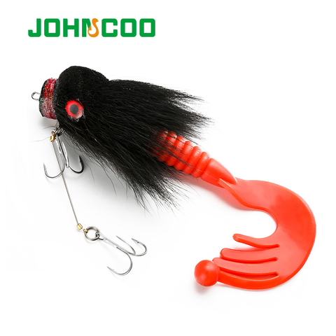 JOHNCOO-señuelo de pesca Artificial, Material de pelo de ciervo, ratón grande, anzuelos suaves, poco profundos, hundimiento, de Lucio Pesca de lubina, 85g, 22cm ► Foto 1/6