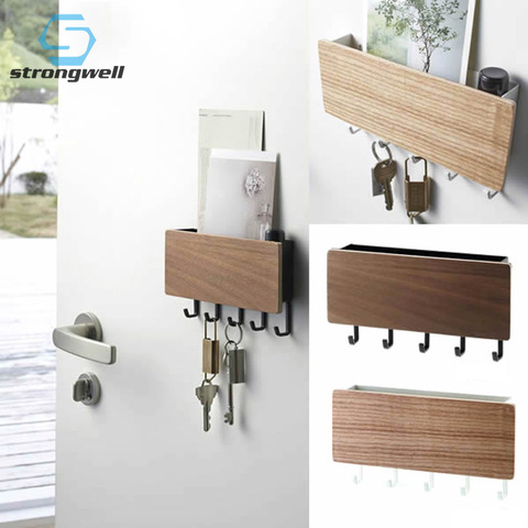 Colgador de llaves de ahorro de espacio decorativo, gancho de pared pequeño Simple, ahorro de espacio, fácil de instalar, estante de almacenamiento trasero para puerta de madera para el hogar ► Foto 1/6