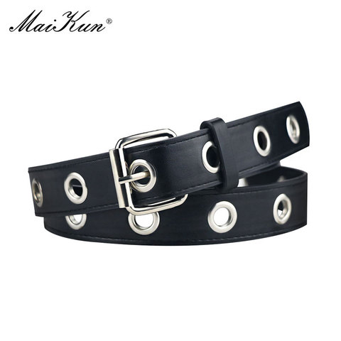 Maikun-cinturón Punk con agujeros ajustables para mujer, cinturón Grunge de diseñador de lujo con hebilla de Pin, de cuero, para pantalones y vestidos ► Foto 1/6