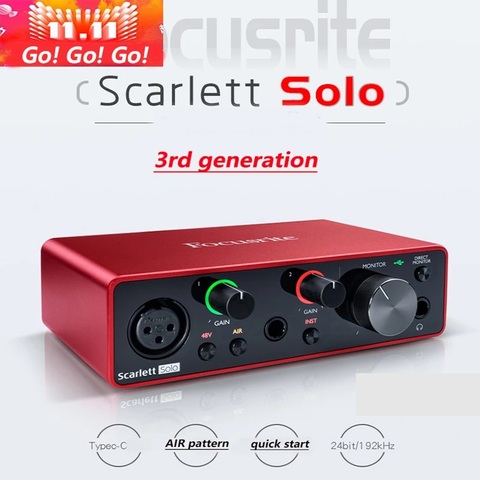 Focusrite Scarlett-tarjeta de sonido para grabación de audio, interfaz de guitarra USB de 3. ª generación, modo aéreo, convertidor AD de 24 bits/192kHz, nueva versión mejorada ► Foto 1/6