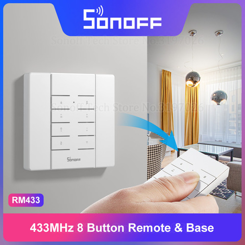 Sonoff-mando a distancia Itead RM433 de 433MHz, dispositivo remoto de 8 Botones RF, Emparejamiento de una tecla que funciona con Sonoff de 433Mhz, interruptores de casa inteligente a través de eWeLink ► Foto 1/5