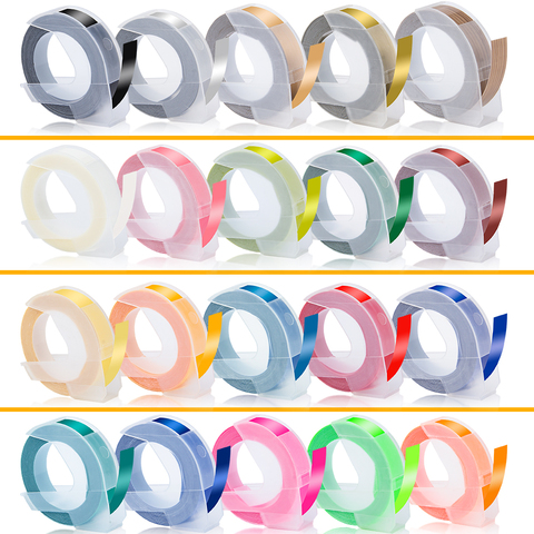 Topcolor Dymo Compatible 3D cintas de etiquetas en relieve etiquetas Dymo etiqueta de la cinta de la impresora de la máquina de etiquetado 1610 Motex E101 ► Foto 1/6