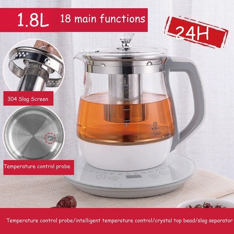 Tetera eléctrica inteligente multifuncional para la salud, tetera eléctrica de vidrio de borosilicato de alta 1,8 l, para hacer té y flores, con decodificación GL33 ► Foto 1/6