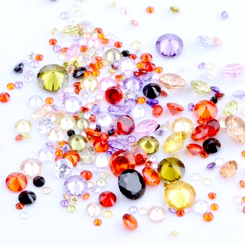 Piedras de Zirconia cúbica de corte redondo Multicolor, gemas de cuentas sintéticas de calidad, 1-4mm, 200 Uds. ► Foto 1/6