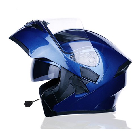 JIEKAI-Cascos BT de doble lente para moto, capacete de protección con Bluetooth incorporado, abatible hacia arriba, aprobado por el DOT, referencia 902 ► Foto 1/6