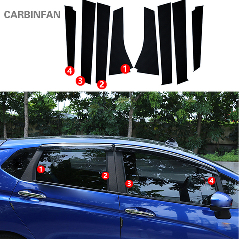 8 unids/set estilo de coche ventana Columna B Pilar de fibra de carbono de recorte para Honda Fit/Jazz GK5 3rd GEN 2014-2017 etiqueta engomada del coche de C603 ► Foto 1/6