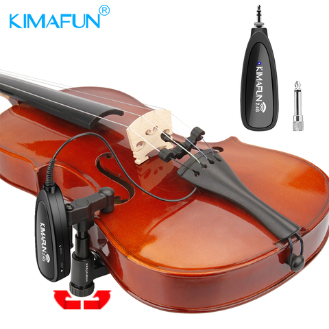 KIMAFUN inalámbrico violín micrófono 2,4G inalámbrico micrófono instrumento musical sistema para violín de transmisión de audio ► Foto 1/6