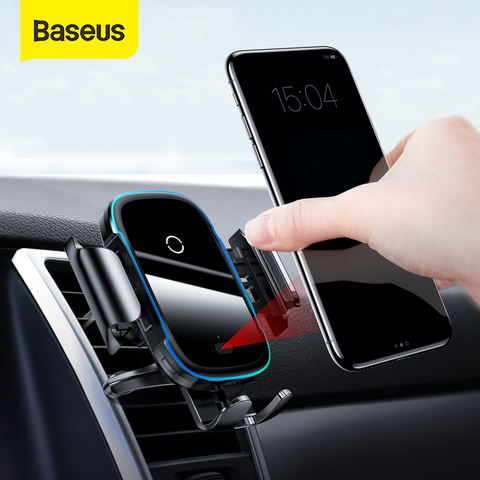 Baseus-cargador inalámbrico de 15W para coche, soporte de teléfono inteligente con carga inalámbrica rápida por infrarrojos ► Foto 1/6