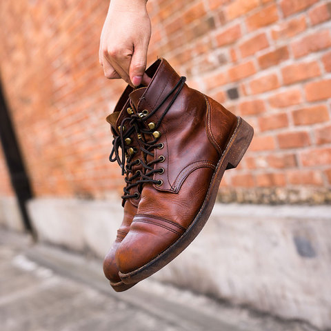 Botas de piel auténtica para hombre, botas de estilo británico, rojo vino, para negocios y boda, de alta calidad, nuevas ► Foto 1/5