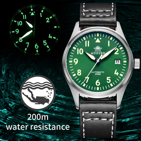 ADDIESDIVE-Reloj de acero inoxidable para hombre, C3, luminoso, cristal de zafiro recubierto de ar, 200M, impermeable, mecánico, automático, buceo ► Foto 1/6